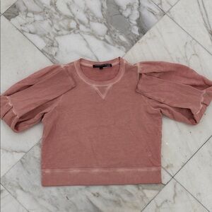 Veronica Beard Dusty Rose Puff Sleeve Sweatshirt